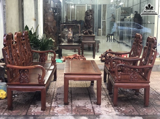 Bộ Bàn Ghế Như Ý 6 Món Gỗ Hương Việt Bàn Cao 49 Ngang 115 Sâu 55 Ghế Cao 104 Ngang 62 Sâu 52 (cm)