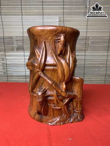 Ống Cắm Bút Gỗ Hương Cao 18 Ngang 13 Sâu 11 (cm)