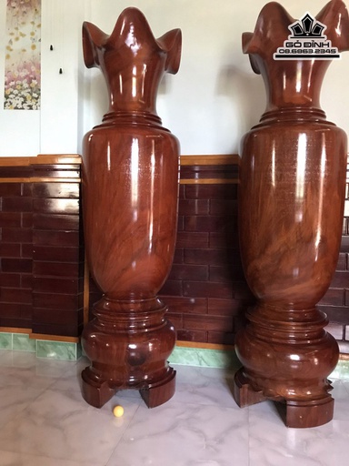 Cặp Lục Bình Gỗ Đinh Hương Cao 178 Đường Kính 50 (cm)
