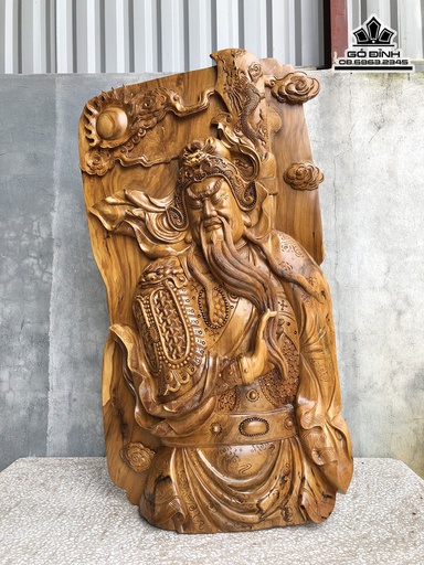 Tranh Gỗ Tranh Quan Công Gỗ Bách Xanh Cao 110 Ngang 60 Sâu 13 (cm)