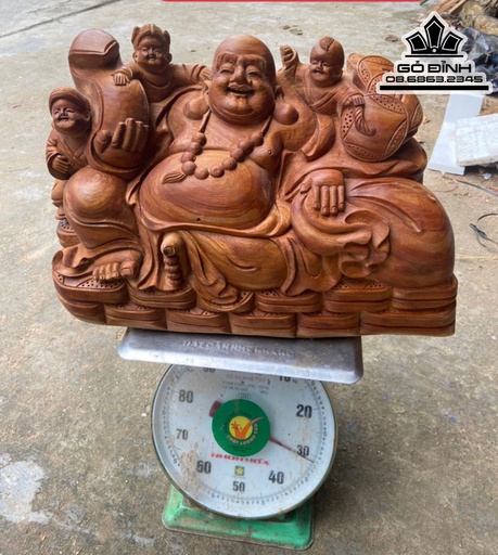 Tượng Phật Di Lặc Tam Phúc Gỗ Ngọc Am Cao 39 Ngang 55 Sâu 2 (cm)