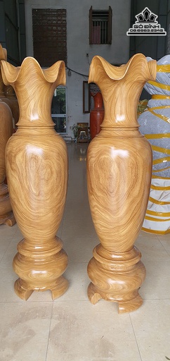 Cặp Lục Bình Gỗ Cẩm Vàng Cao 157 Đường Kính 44 (cm)