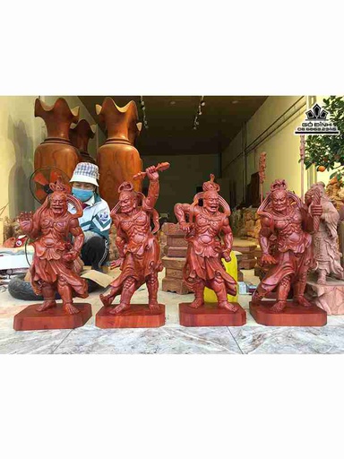 Tượng Tứ Đại Kim Cang Gỗ Hương  Cao 60 Rộng 28 Dày 18 (cm)