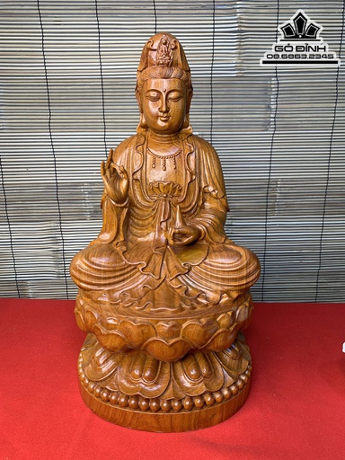 Tượng Phật Quan Âm Gỗ Hương Cao 40 Ngang 19 Sâu 19 (cm)