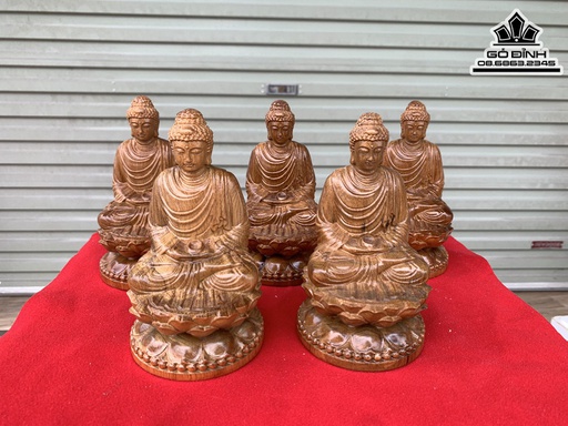 Tượng Phật Thích Ca Gỗ Bách Xanh Cao 15 Đường Kính 9 (cm)