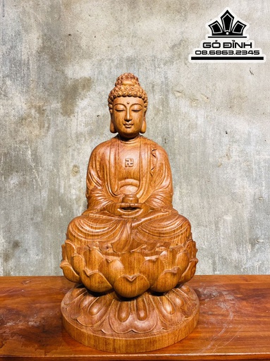 Tượng Phật A Di Đà Gỗ Hương Đá Nguyên Khối Cao 40 Ngang 23 Sâu 23 (cm)