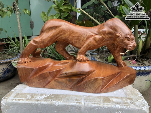 Tượng Báo Gỗ Ngọc Am Cao 25 Ngang 44 Sâu 18 (cm)