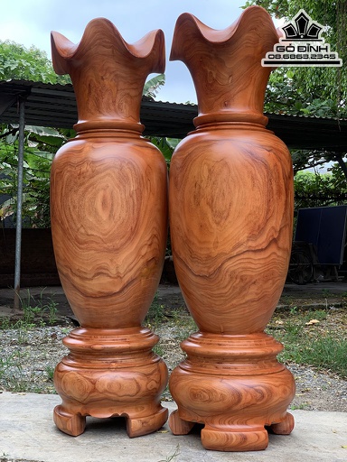 Cặp Lục Bình Gỗ Hương Nguyên Khối Cao 190 Đường Kính 58 (cm) Số 3