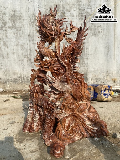 Tượng Tứ Linh Gỗ Hương Việt Cao 106 Ngang 60 Sâu 40 (cm)