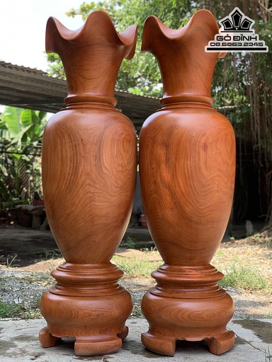 Cặp Lục Bình Gỗ Hương Nguyên Khối Cao 180 Đường Kính 54 (cm) Số 7