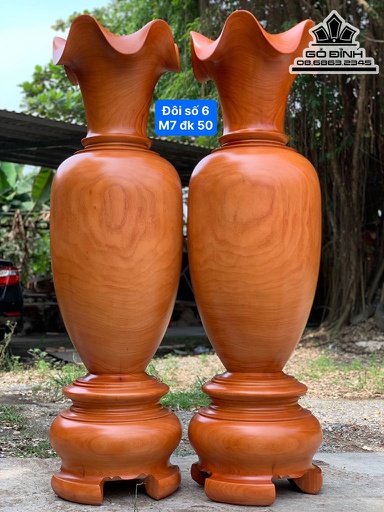 Cặp Lục Bình Gỗ Hương Nguyên Khối Cao 170 Đường Kính 50 (cm) Số 6