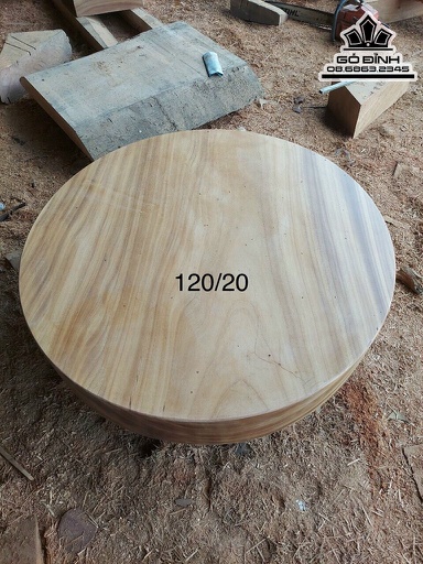 Mặt Bàn Tròn Gỗ Gõ Đường Kính 120 Dày 20 (cm)