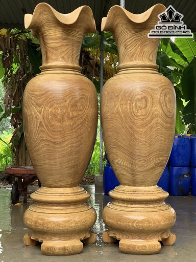 Cặp Lục Bình Gỗ Cẩm Vàng Cao 170 Đường Kính 55.5 (cm) Số 6