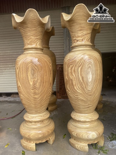 Cặp Lục Bình Gỗ Cẩm Vàng Cao 180 Đường Kính 54 (cm)