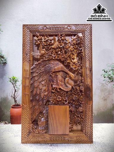 Tranh Lịch Song Công Gỗ Bách Xanh Cao 81 Ngang 48 Sâu 8 (cm)