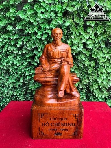 Tượng Bác Hồ Gỗ Hương Cao 27 Ngang 12 Sâu 11 (cm)