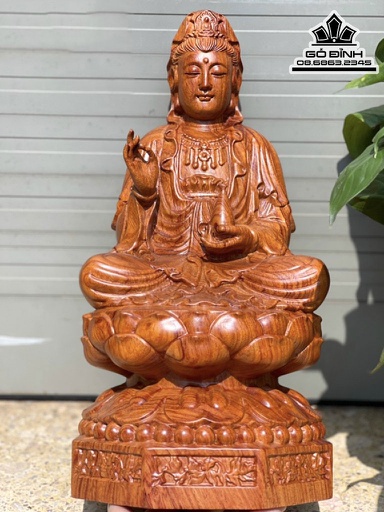Tượng Mẹ Quan Âm Gỗ Hương Nhập Nguyên Khối Cao 30 Ngang 15 Sâu 15 (cm)