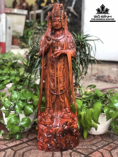 Tượng Phật Bà Quan Âm Gỗ  Trắc Cao 67 Ngang 21 Sâu 17 (cm)