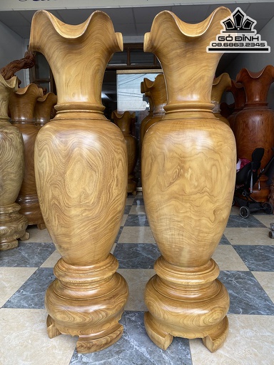 Cặp Lục Bình Gỗ Cẩm Vàng Cao 170 Đường Kính 50 (cm)