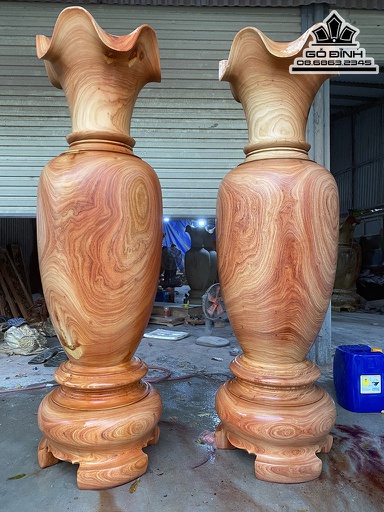 Cặp Lục Bình Gỗ Hương Cao 220 Đường Kính 66 (cm)