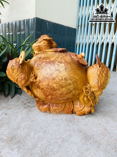 Tượng Tam Cóc Chấn Bình Gỗ Hương Việt Cao 30 Ngang 36 Sâu 30 (cm)