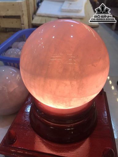 Bi Cầu Thạch Anh Hồng Đường Kính 23 (cm)