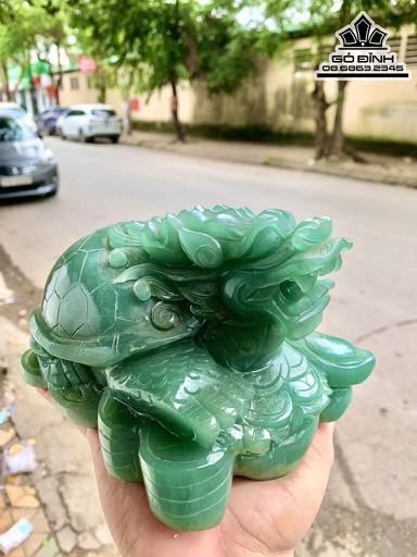 Tượng Long Quy Đá Thạch Anh Xanh Cao 14 Ngang 20 (cm)