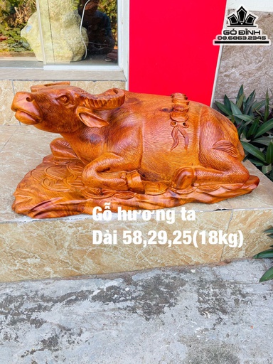 Tương Trâu Phong Thủy Gỗ Hương Cao 29 Ngang 58 Sâu 25 (cm)