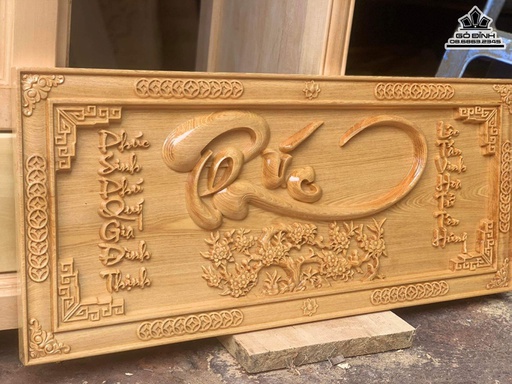 Tranh Chữ Phúc Gỗ Pơ Mu Cao 40 Ngang 90 Dày 3 (cm)