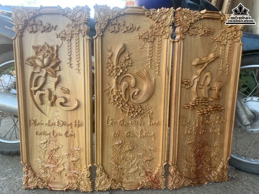 Tranh Chữ Phúc Lộc Thọ Gỗ Pơ Mu Cao 70 Ngang 30 Dày 3 (cm)