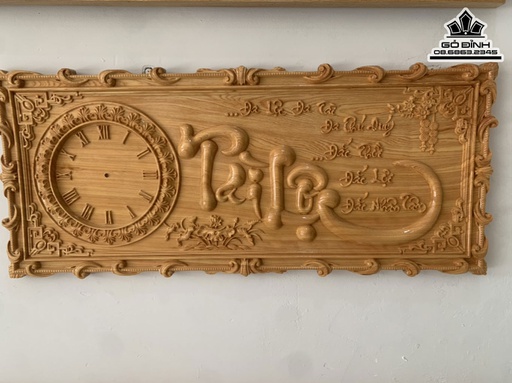 Tranh Đồng Hồ Chữ Tài Lộc Gỗ Pơ Mu Cao 40 Ngang 90 Dày 3 (cm)