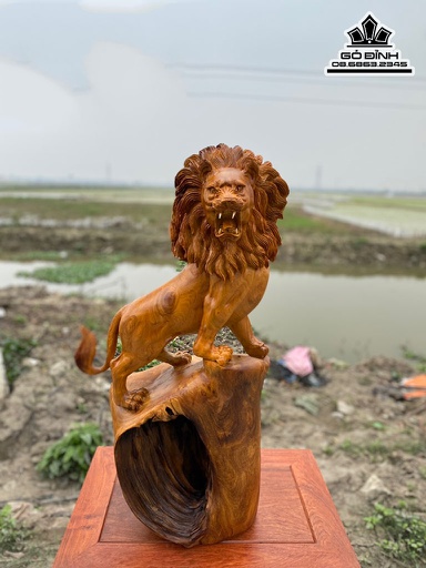 Tượng Sư Tử Gỗ Hương Cao 80 Ngang 40 Sâu 24 (cm)