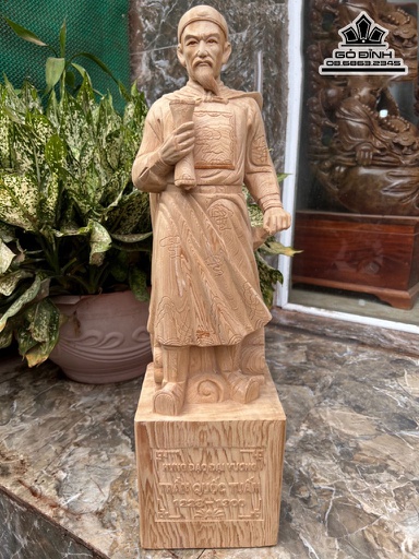 Tượng Trần Quốc Tuấn Gỗ Ngọc Am Cao 62 Ngang 17 Sâu 15 (cm)