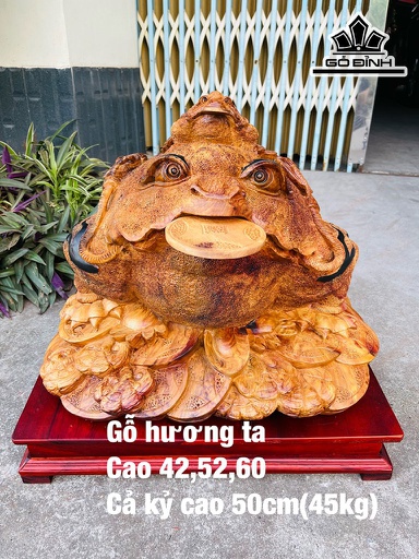 Tượng Cóc Ngậm Tiền Gỗ Hương Cao 42 Ngang 52 Sâu 60 (cm)