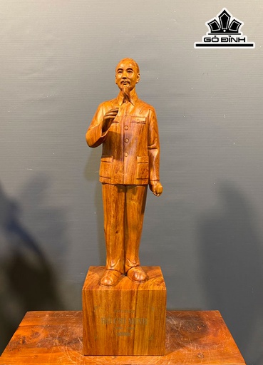 Tượng Bác Hồ Gỗ Hương Cao 80 Ngang 23 Sâu 16 (cm)