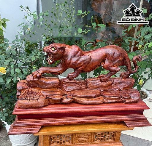 Tượng Báo Săn Mồi Gỗ Cẩm Cao 30 Ngang 51 Sâu 13 Kỷ Cao 9 (cm)