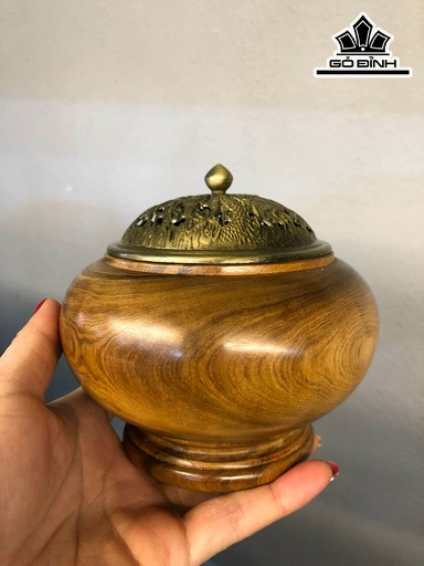 Lư Xông Trầm Gỗ Bách Xanh Cao 10 Đường Kính 11 (cm)