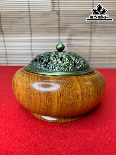 Lư Xông Trầm Gỗ Hương Cao 8 Đường Kính 11 (cm)
