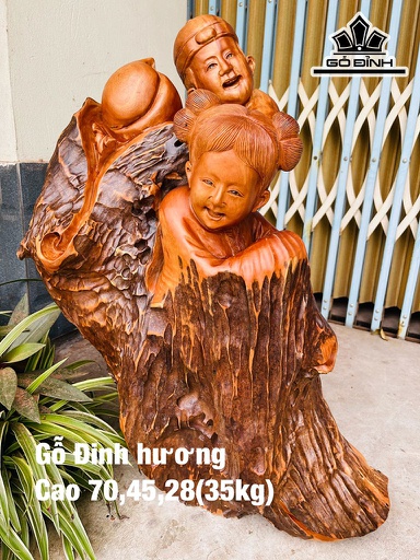 Tiên Đồng Ngọc Nữ Gỗ Hương Cao 70 Ngang 45 Sâu 28 (cm)