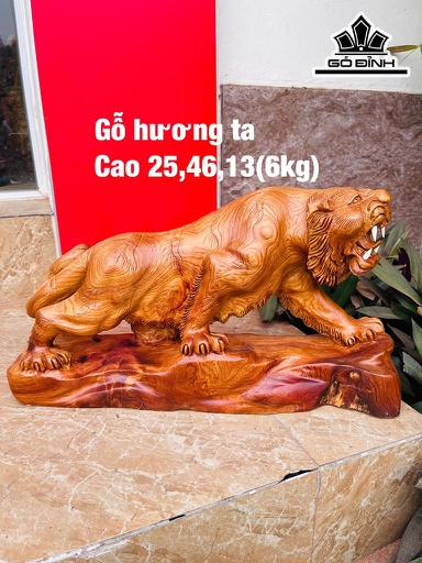 Tượng Hổ Phong Thủy Gỗ Hương Ngang 25 Cao 46 Sâu 13 (cm)