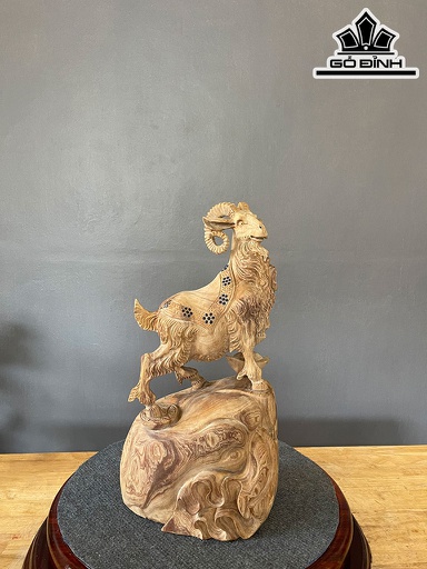 Tượng Dê Phong Thủy Gỗ Ngọc Am Cao 46 Ngang 25 Sâu 15 (cm)
