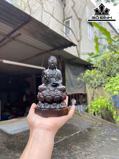 Tượng Phật Bà Quan Âm Gỗ Trắc Cao 15 Ngang 8 Sâu 8 (cm)