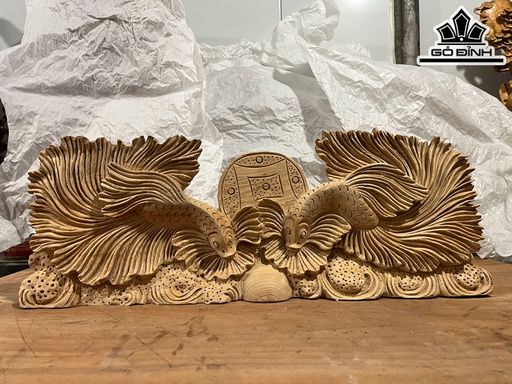 Tượng Cá Gỗ Ngọc Am Cao 60 Ngang 22 Sâu 9 (cm)