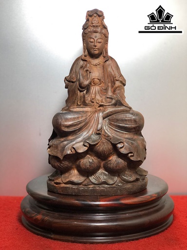 Tượng Phật Bà Quan Âm Gỗ Trắc Ngang 28 Cao 15 Sâu 13 (cm)