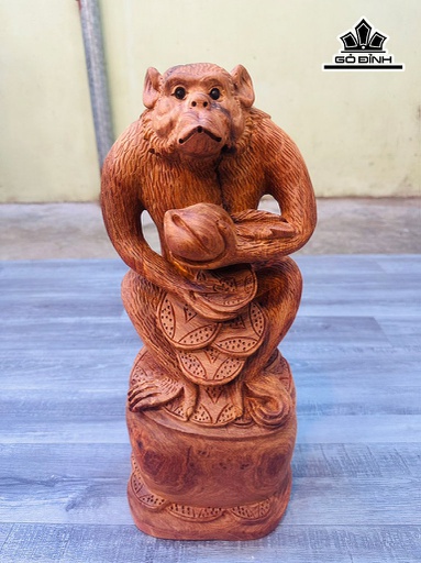 Tượng Khỉ Tài Lộc Gỗ Hương Cao 47 Ngang 20 Sâu 17 (cm)