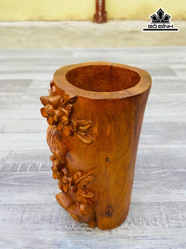 Ống Đựng Bút Gỗ Hương Cao 20 Ngang 12 Sâu 12 (cm)