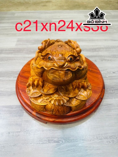 Tượng Thiềm Thừ Gỗ Hương Cao 21 Ngang 24 Sâu 38 (cm)