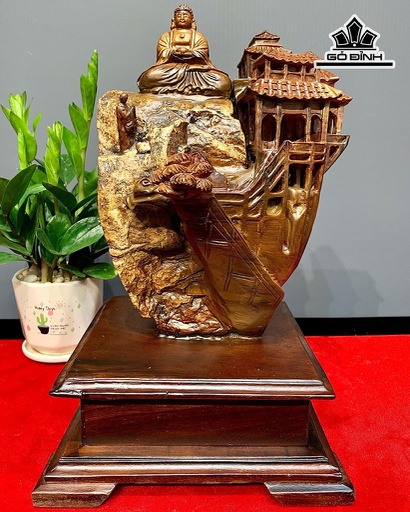 Tượng Nhất Tâm Bái Phật Gỗ Bách Xanh Cao 37 Ngang 23 Sâu 22 (cm)