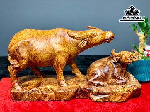 Tượng Trâu Gỗ Hương Cao 23 Ngang 45 Sâu 14 (cm)