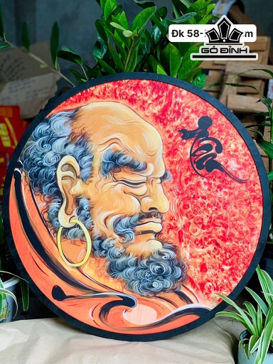 Tranh Đạt Ma Gỗ Ván Ép Đường Kính 58 Sâu 1,3 (cm)